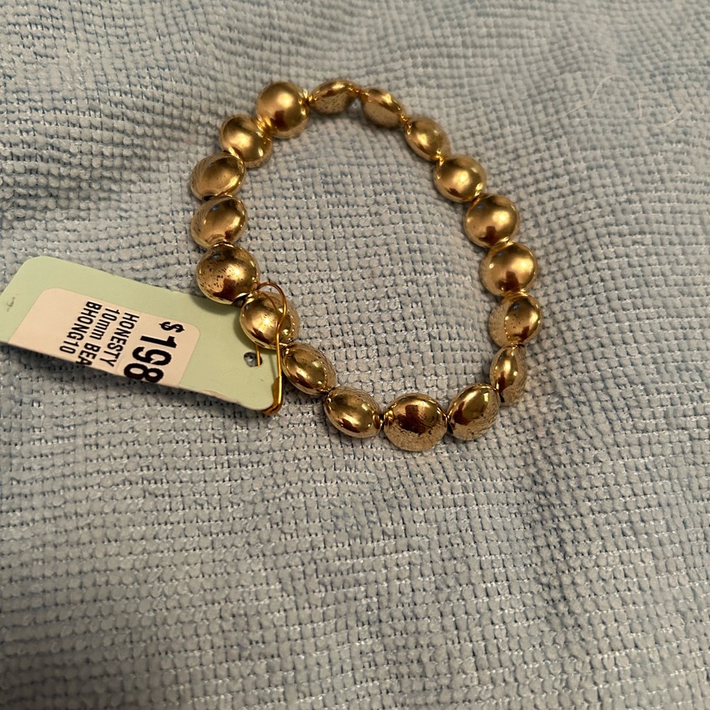 E.Newton honesty gold 10mm beaded bracelet NWT